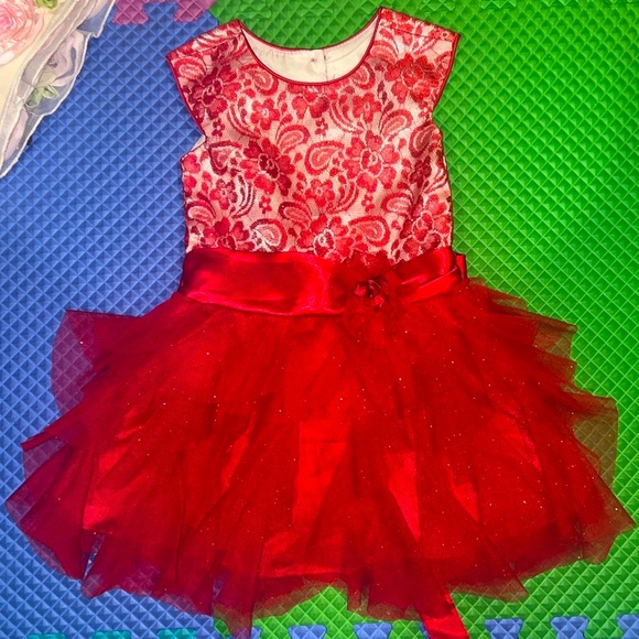 Girls Christmas Dress Toddler 3T | Red Lace Tulle Holiday Party Outfit | New - Picture 1 of 2